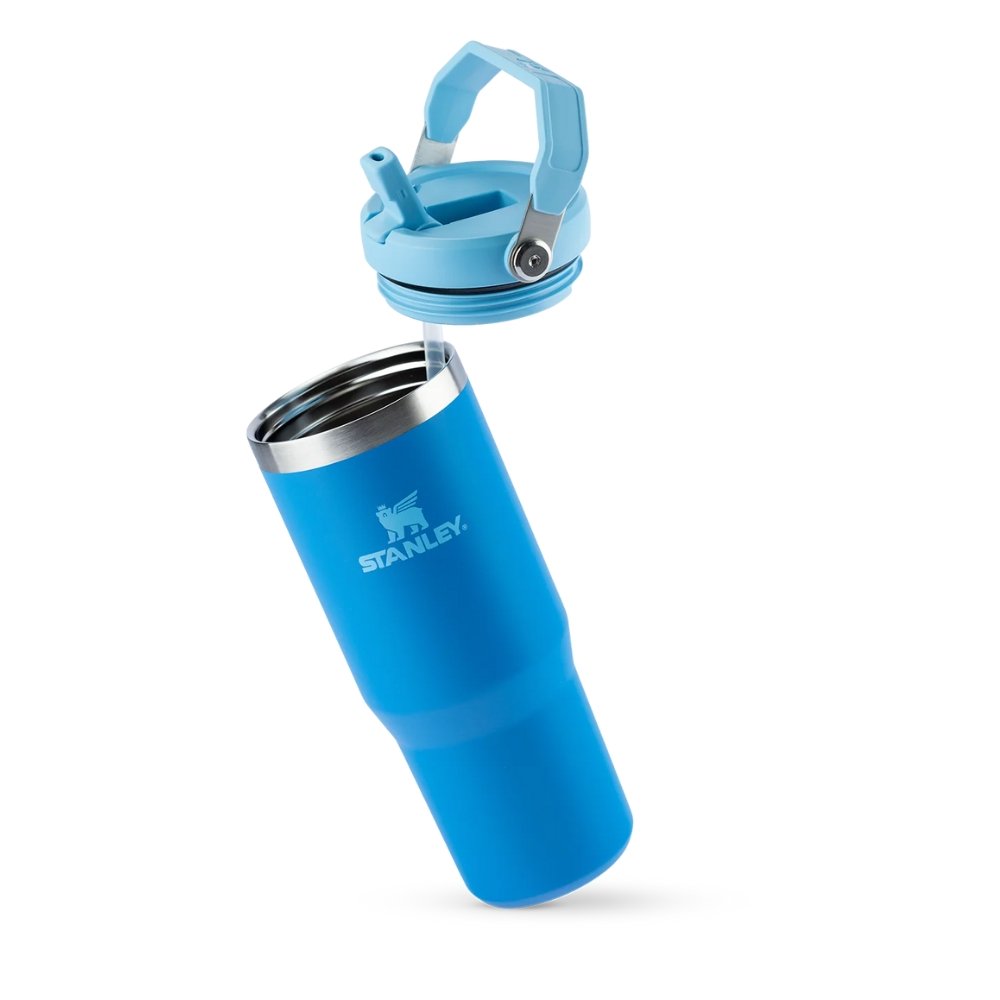 GARRAFA TUMBLER TÉRMICA STANLEY FLIP STRAW AZURE 887ML 8357