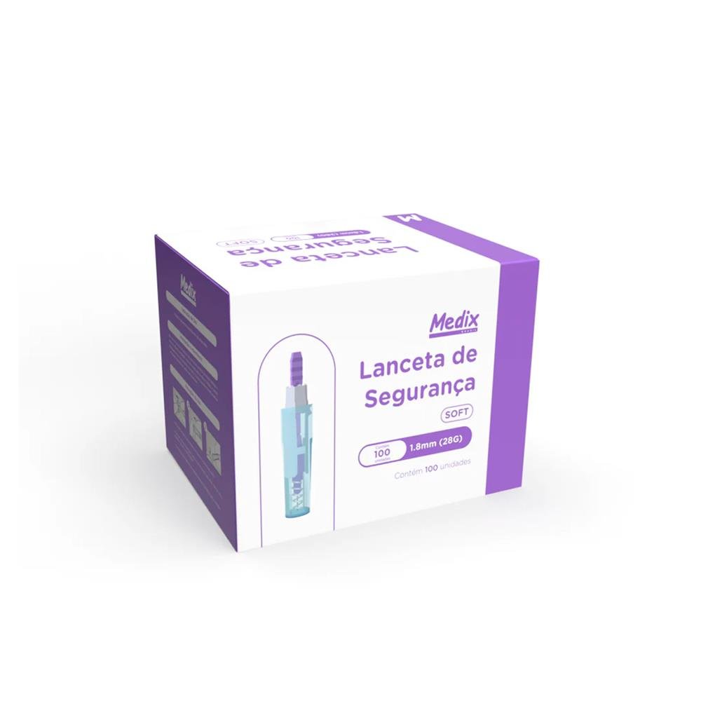 Lanceta Descartavel Medix 0.36X1.8Mm 28G Com 100 Unidades