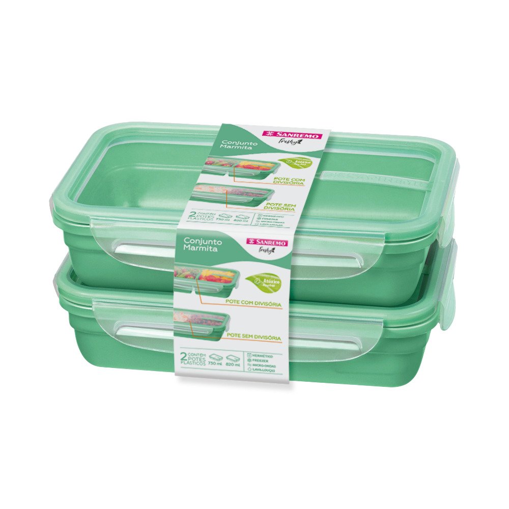 Conjunto 2 Potes Marmita Plastico Sanremo Verde