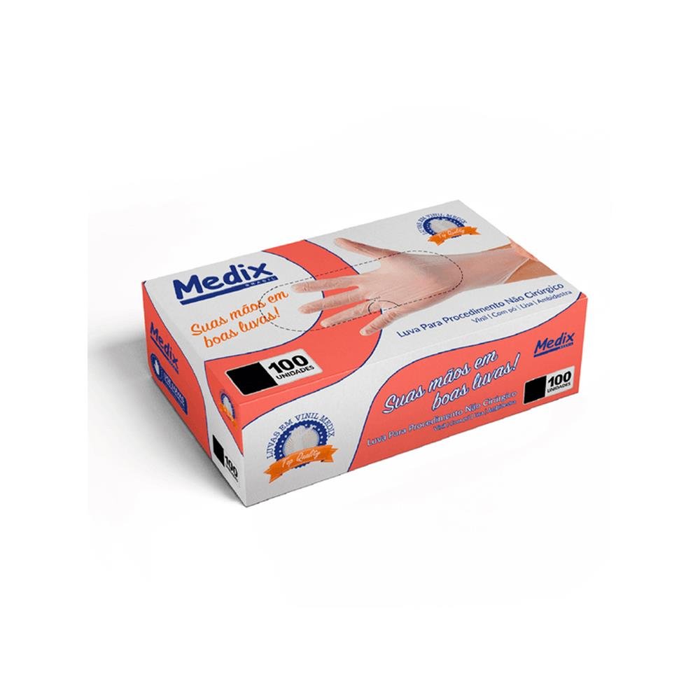Luva Vinil Medix Saude Com Po G Com 100