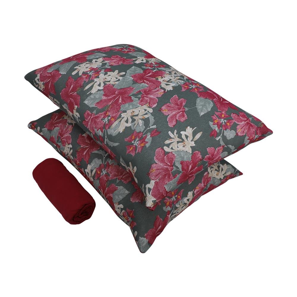 Jogo de Lençol 2 e 3 Peças Portallar Casa Napoles/Vermelho Fita Queen