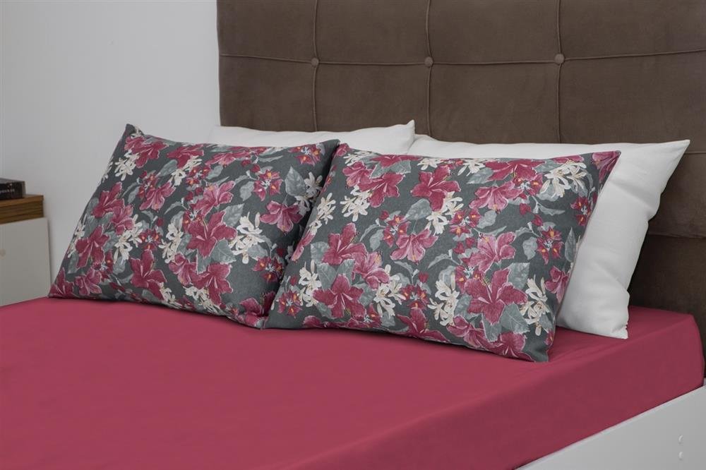 Jogo de Lençol 2 e 3 Peças Portallar Casa Napoles/Vermelho Fita Queen