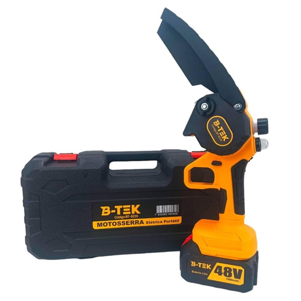 Mini Motoserra Eletrica Portátil A Bateria 10.000mAh Eletrosserra Sem Fio B-Tek/BM-DZ20 Para Poda de Árvores