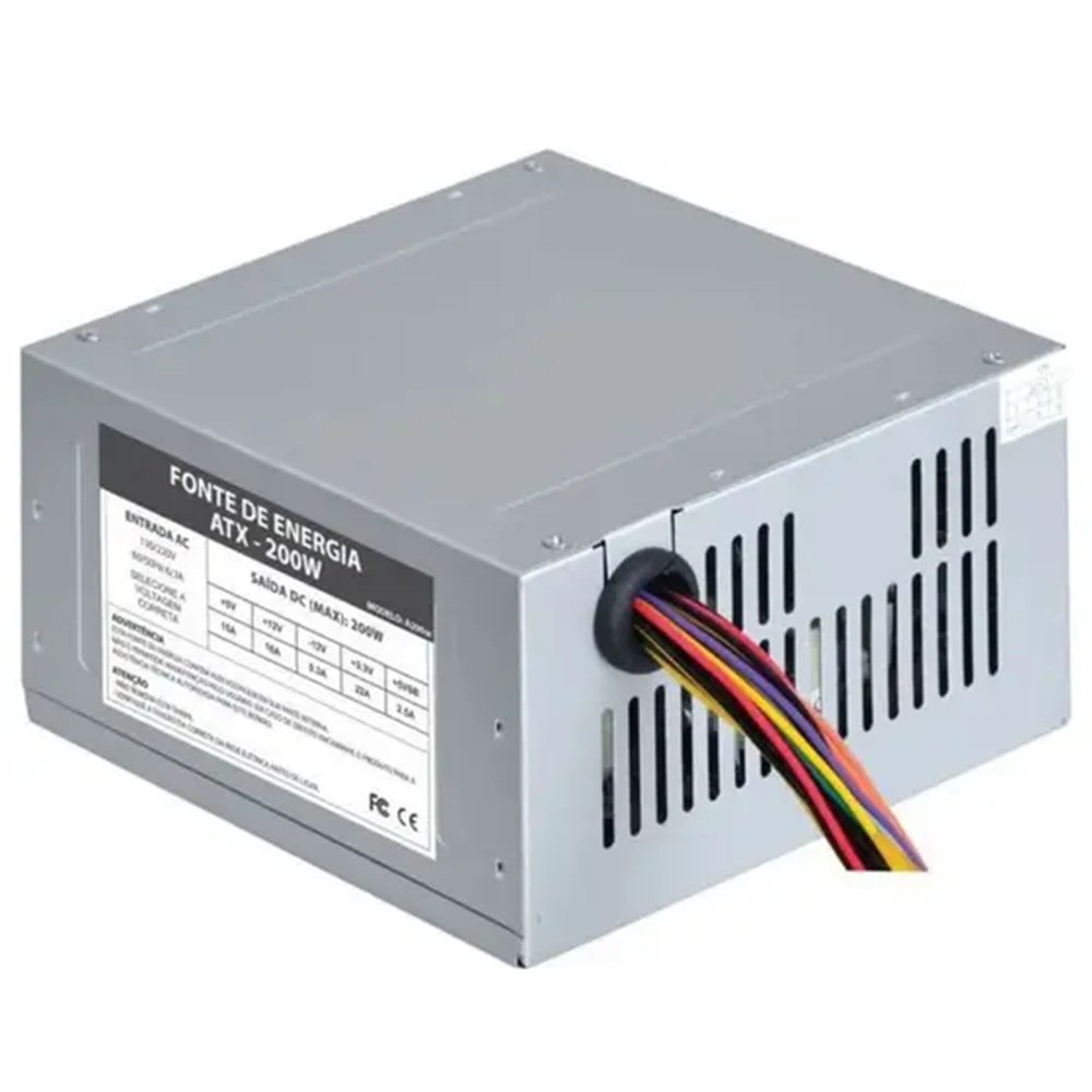 Fonte Atx Vkoem 20+4 200w Real s/ Cabo
