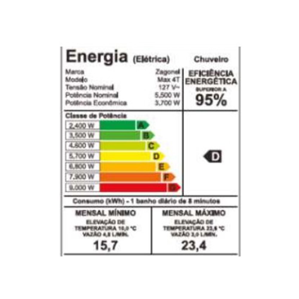 Chuveiro Ducha Zagonel Max 4 Temperaturas Branco 5700W 220V