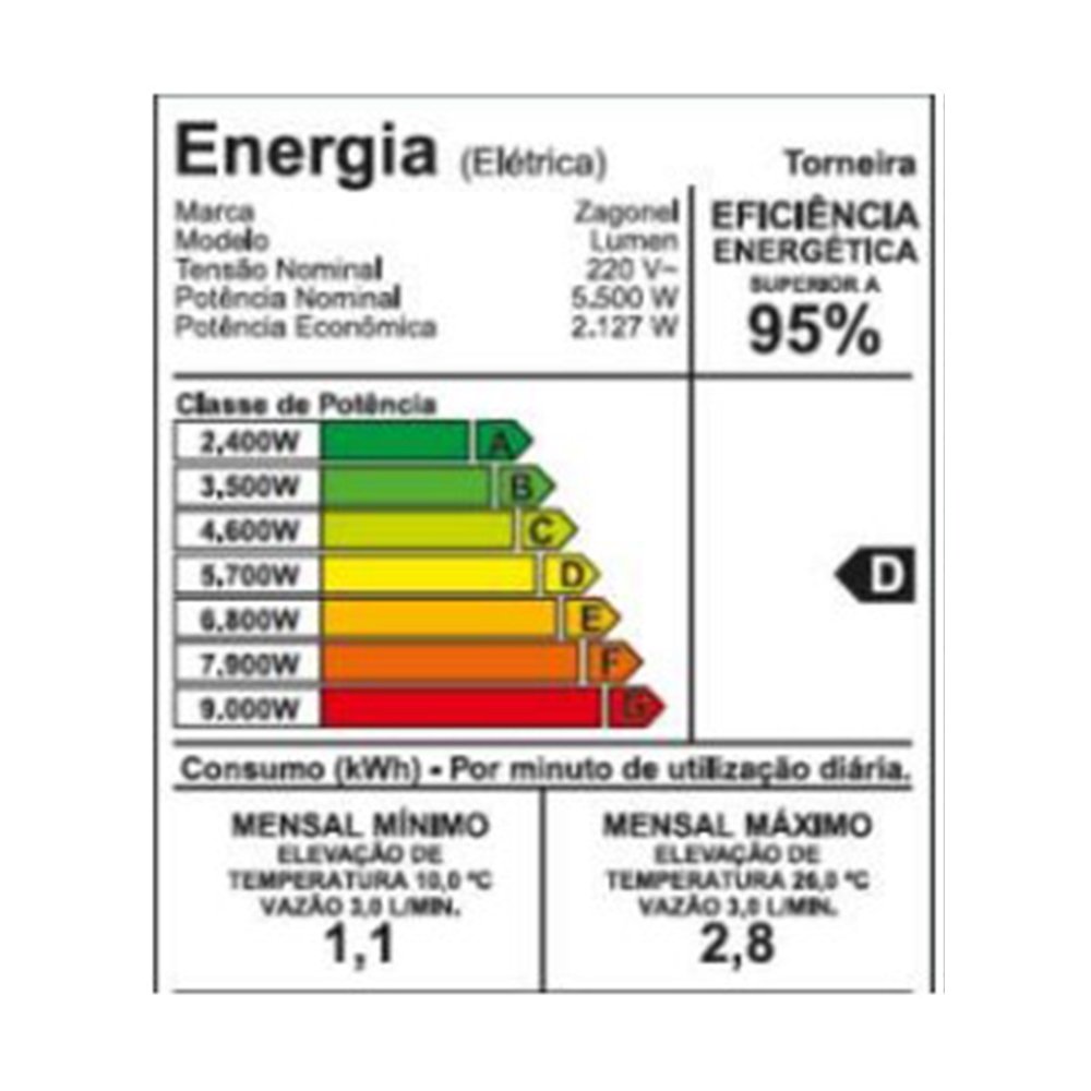 Torneira Eletrônica Zagonel Lumen Branco 5500W 220V