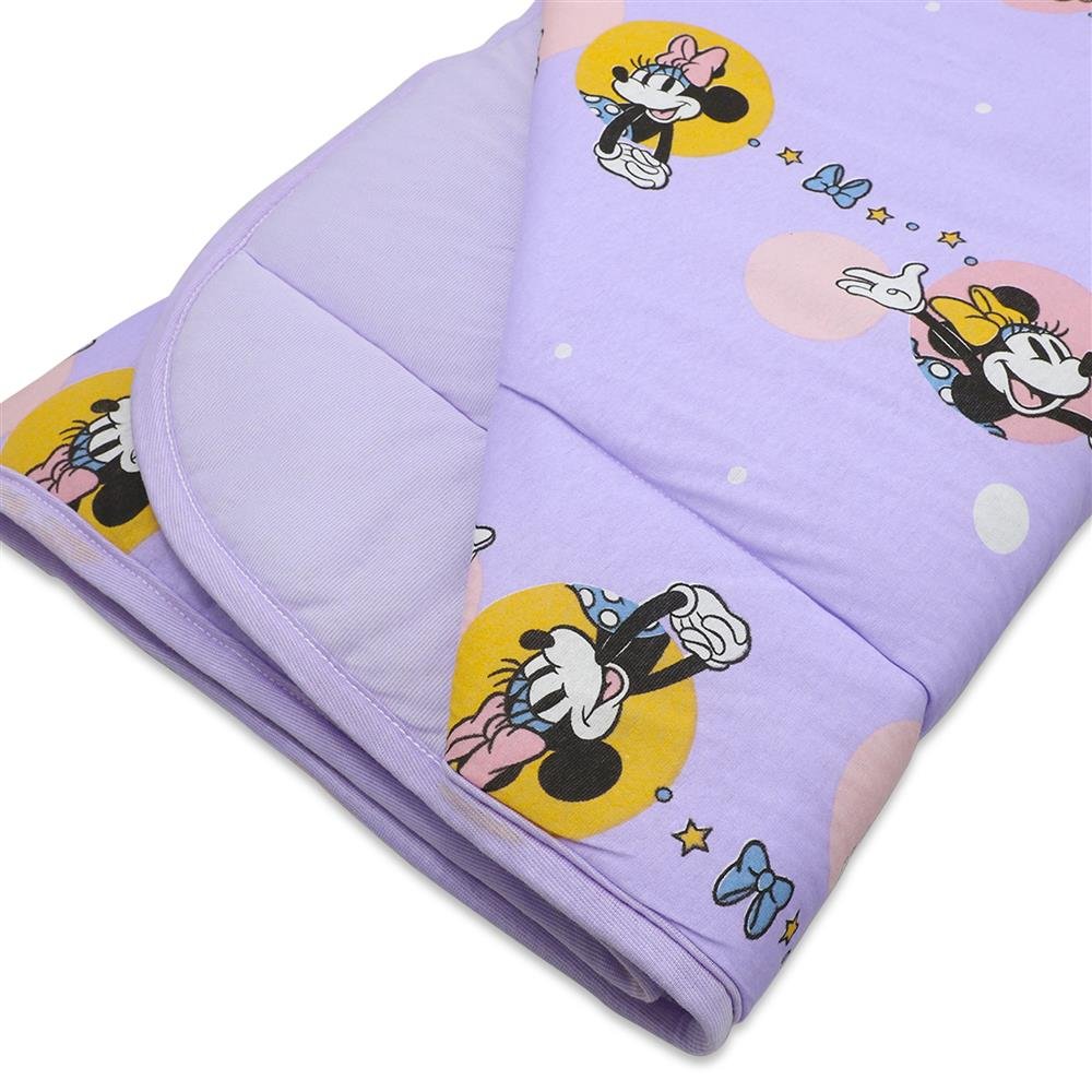 Edredom Estampado 1 Peça Portallar Disney Minnie Feliz/Lavanda Solteiro