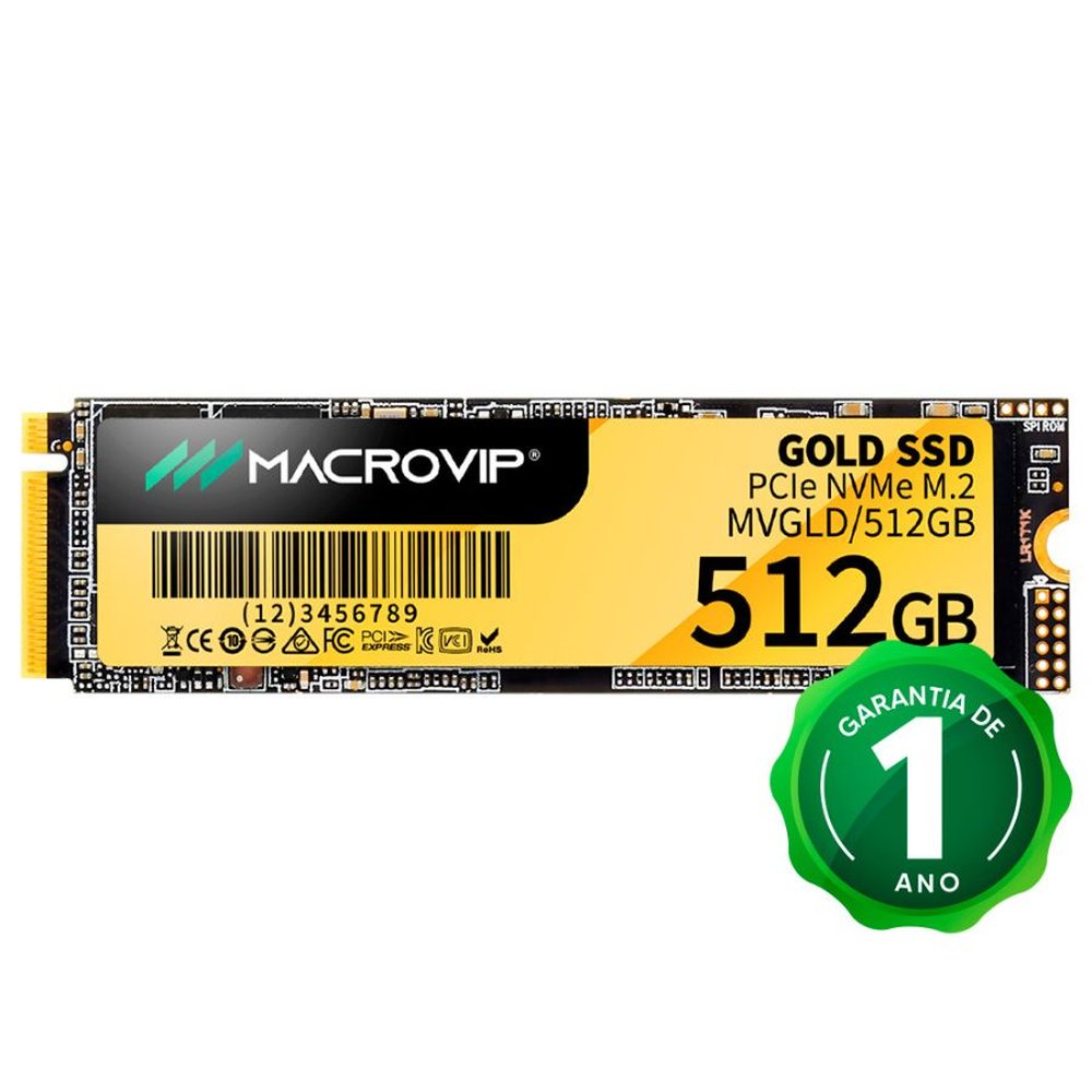 SSD Macrovip 512GB M.2 Gold NVMe PCIe MVGLD/512GB