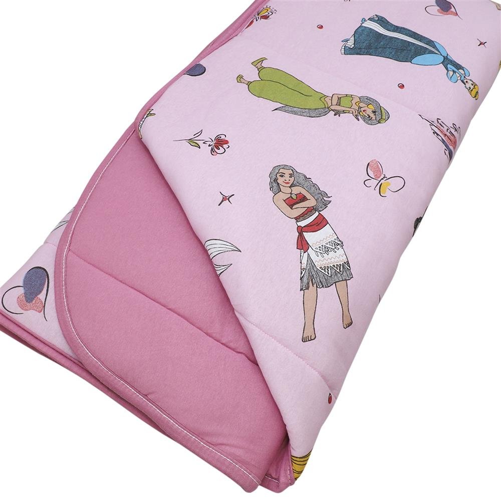 Edredom Estampado 1 Peça Portallar Disney Princesas Brilhantes/Rosa Cravo Solteiro