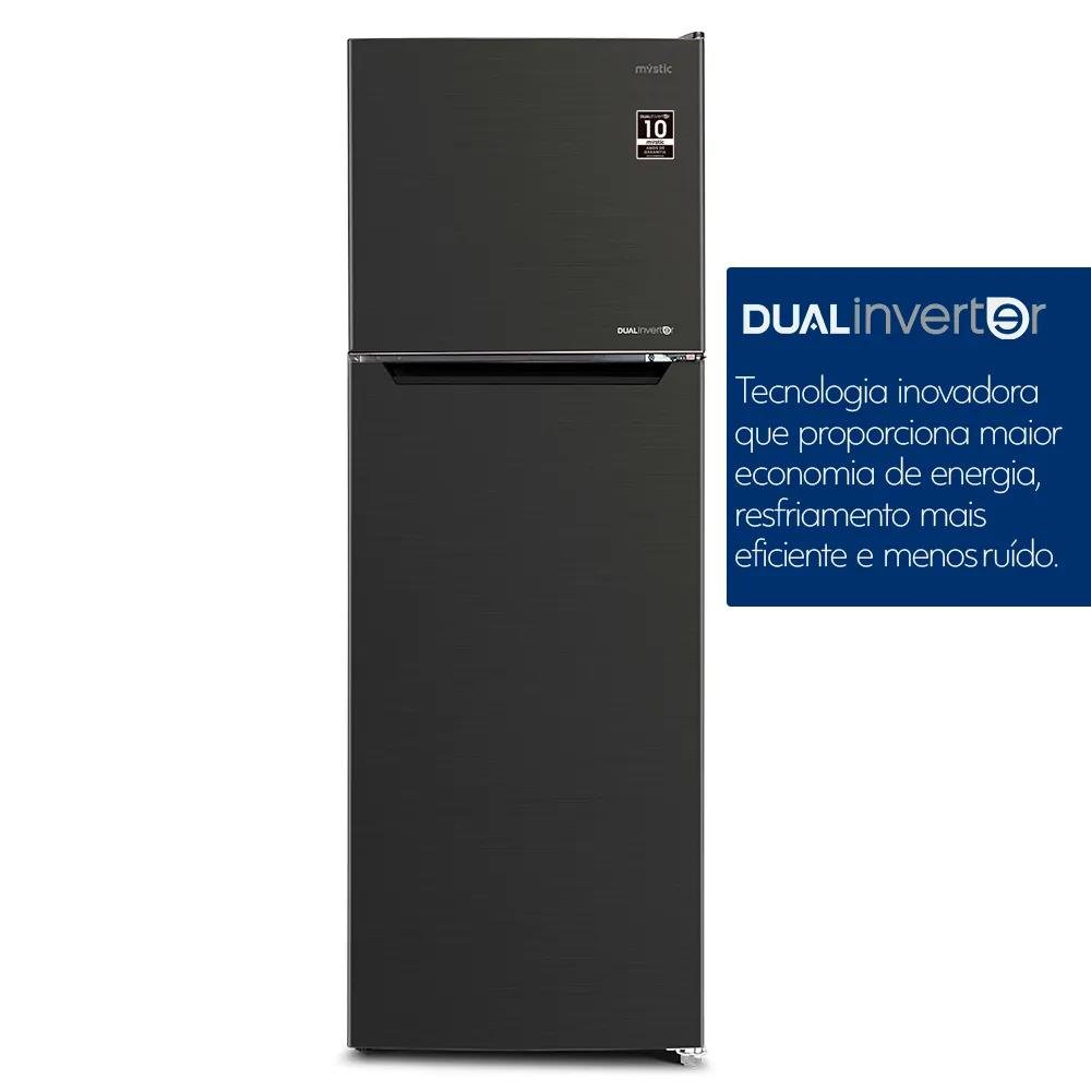Geladeira/Refrigerador Mystic Frost Free Duplex Inverter 358 Litros Inox 127V