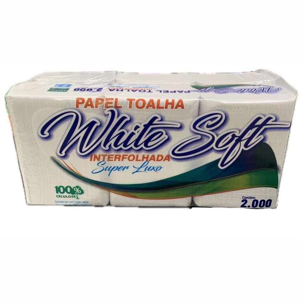 Papel Toalha 100% Celulose com 2000 Folhas 20X21 White Soft Bacarin