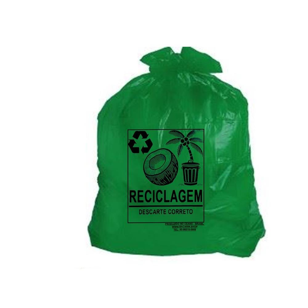 Saco Para Coco 240 Lt Verde Reforçado Cap. 30 Kg Bacarin