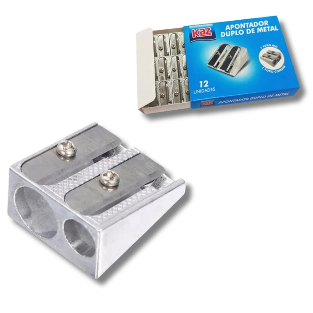 Apontador Duplo Metal Caixa Com 12 Unidades