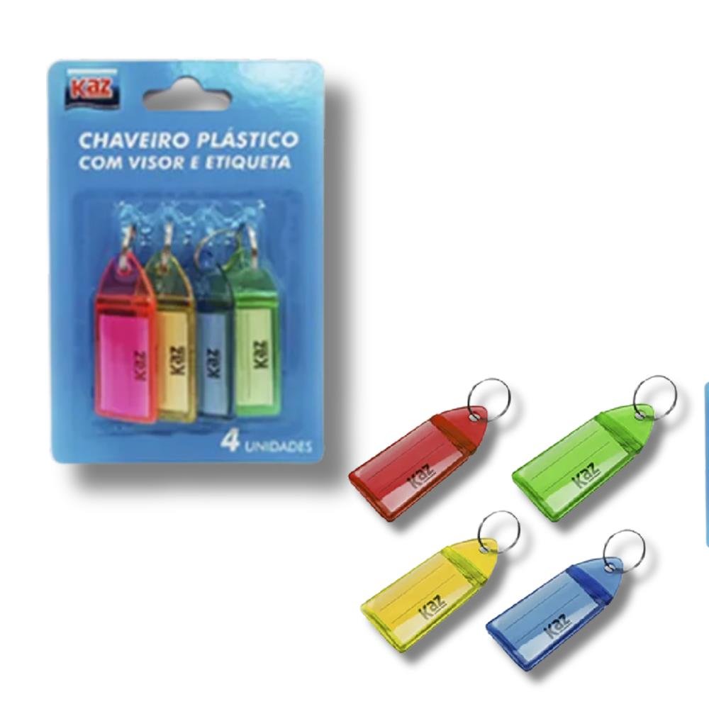 Chaveiro Plastica Com Visor Etiqueta 4 Und Pacote Com 6 Unidades