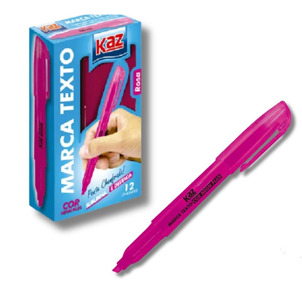 Pincel Marca Texto Rosa Caixa Com 12 Unidades
