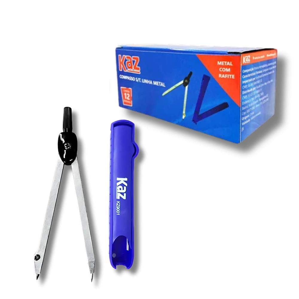 Compasso Sem Tira Linha Metal Com Grafite Caixa Com 12