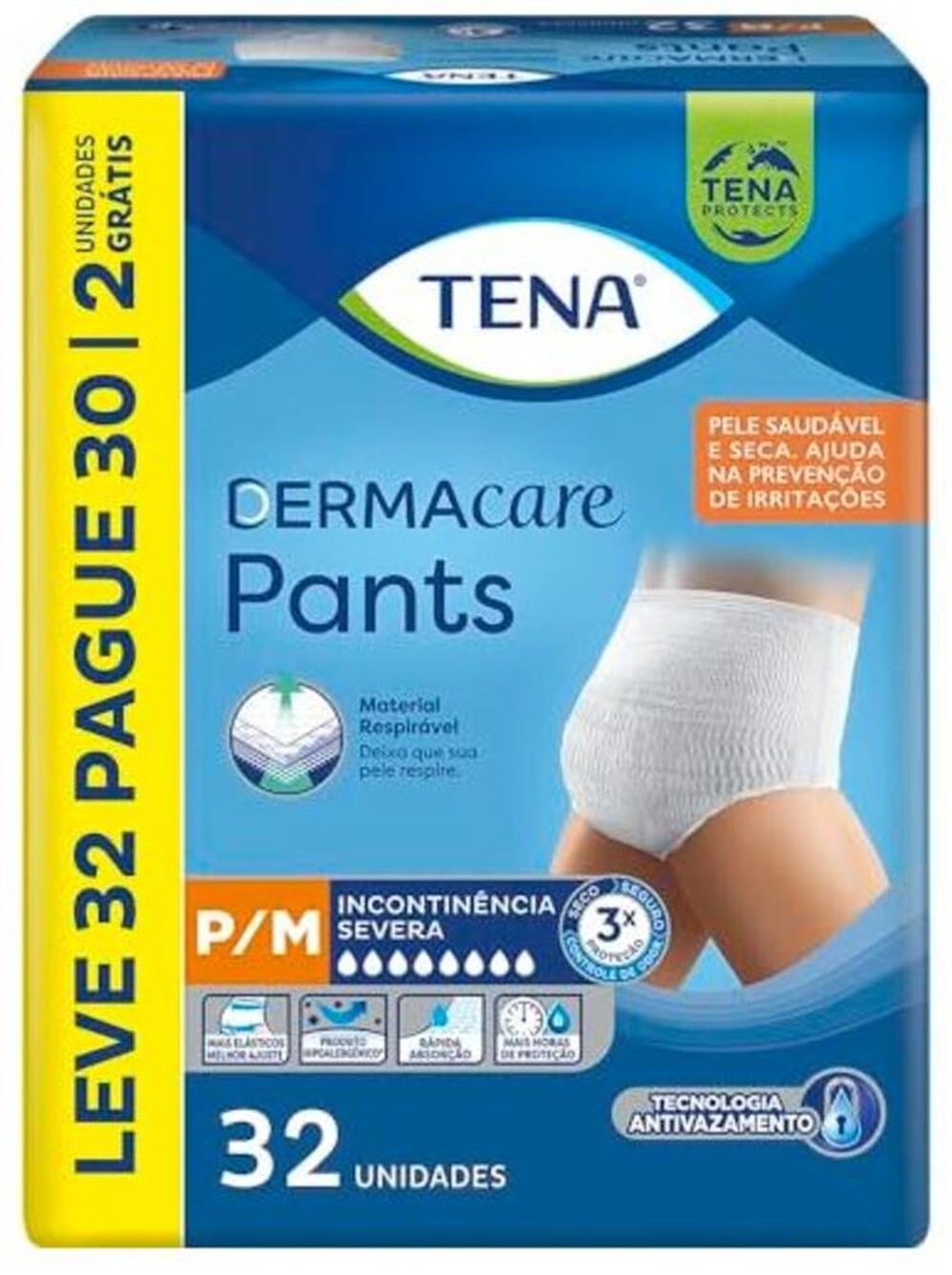 Roupa Intima Tena Pants Dermacare P/m 32 Unid