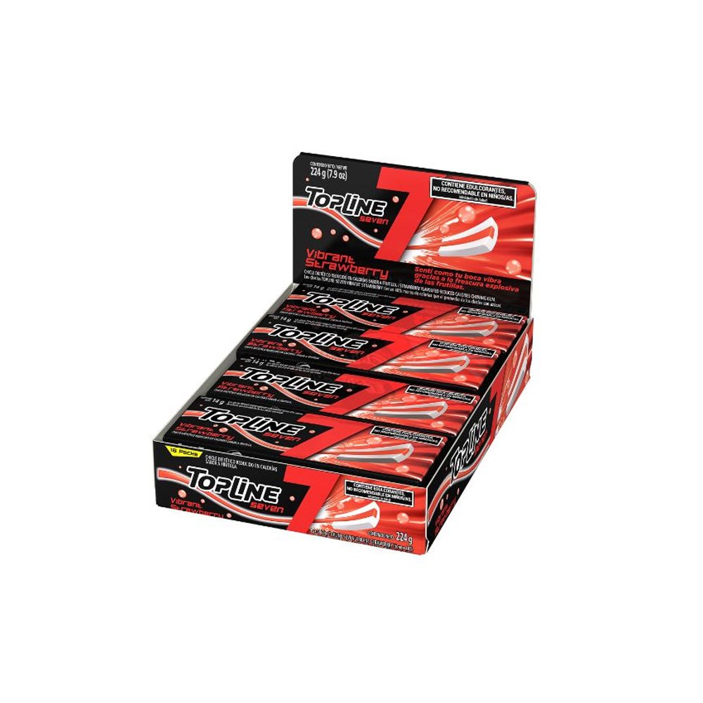 Chiclete Arcor Top Line Morango 16 Unidades 14g
