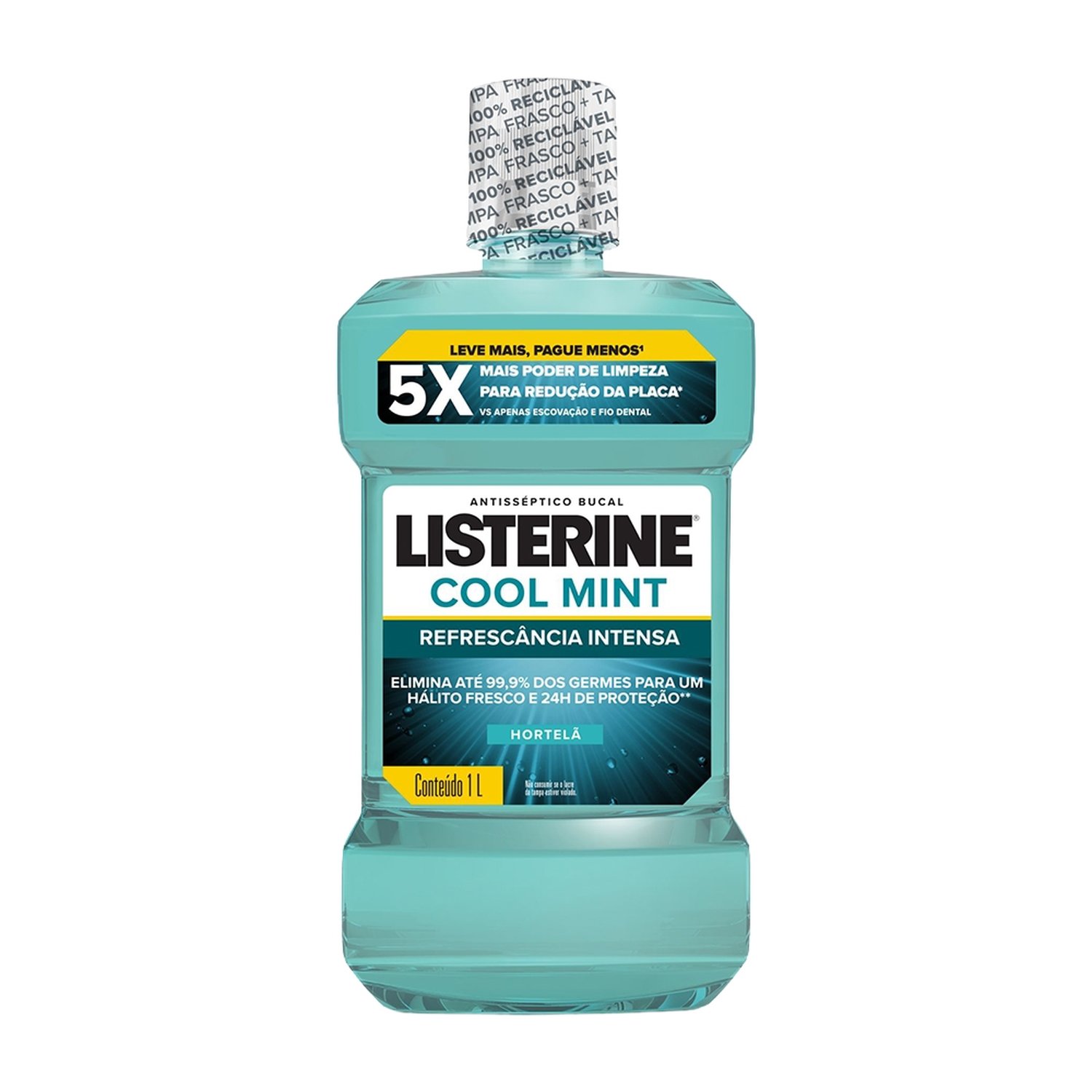 Enxaguante Bucal Listerine, Cool Mint Refrescância Intensa, 1 Litro