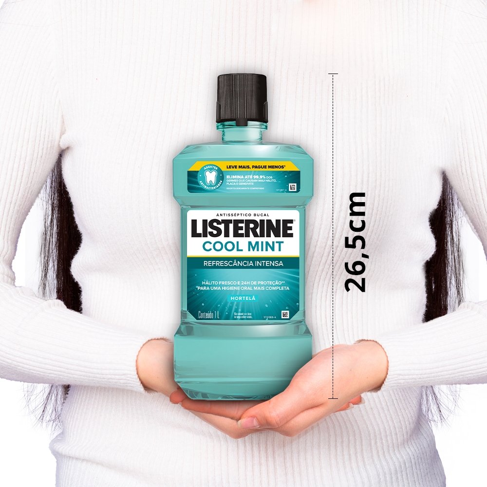 Enxaguante Bucal Listerine, Cool Mint Refrescância Intensa, 1 Litro