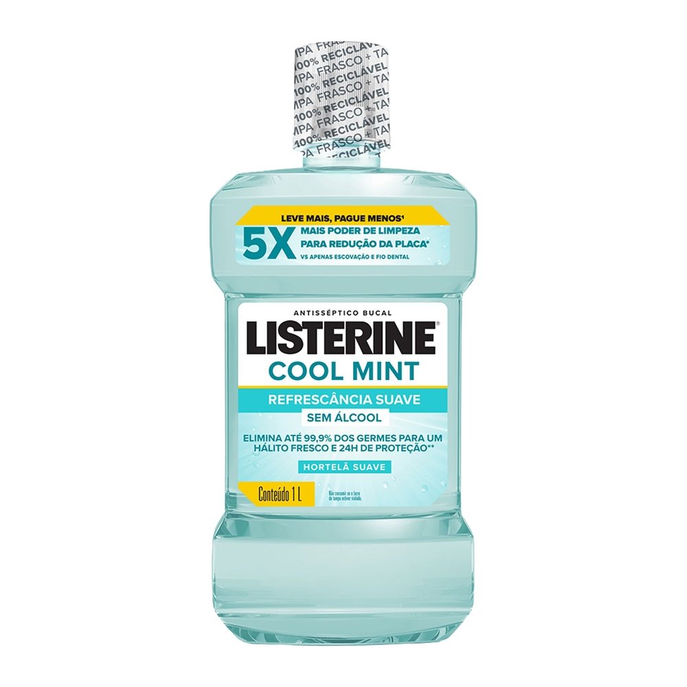 Enxaguante Bucal Listerine Cool Mint - Refrescância Intensa sem Álcool 1 Litro