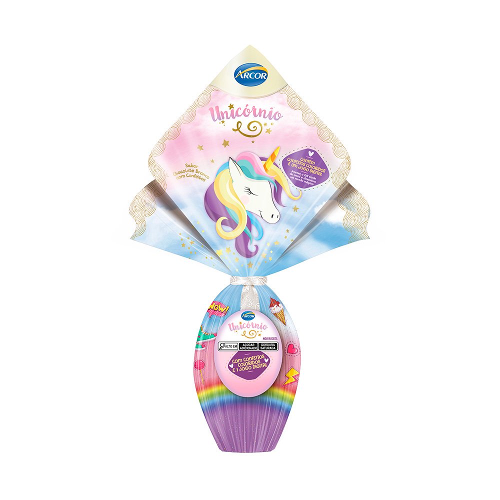 Ovo de Pascoa Arcor Confeito Unicornio 24 Unidades 120g