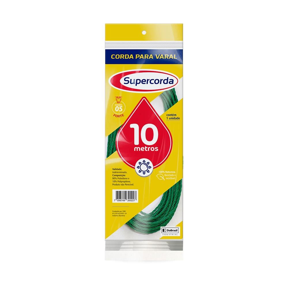 Corda Para Varal Forte Cor Verde Numero 5 Com 10 metros Supercorda - Fardo Com 50 Cartelas
