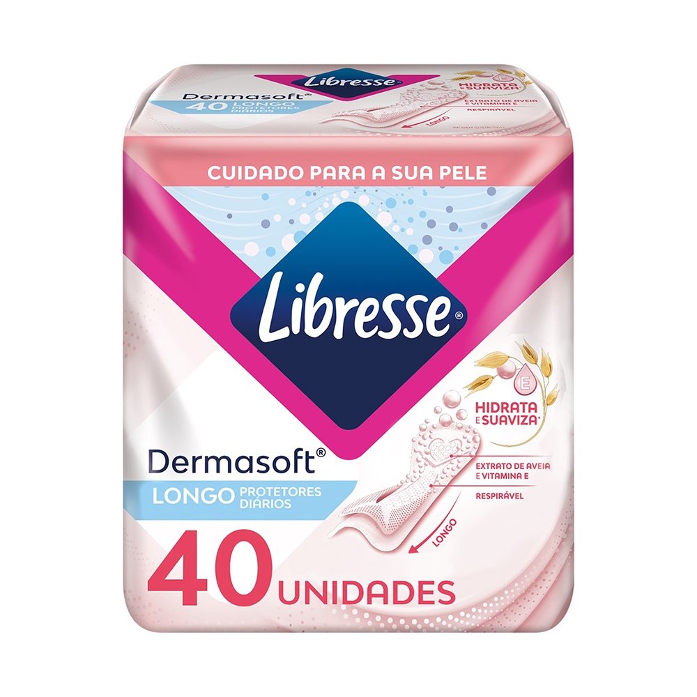 Absorvente Libresse Protetor Diário Dermasoft Longo sem Abas - Embalagem com 40 Unidades