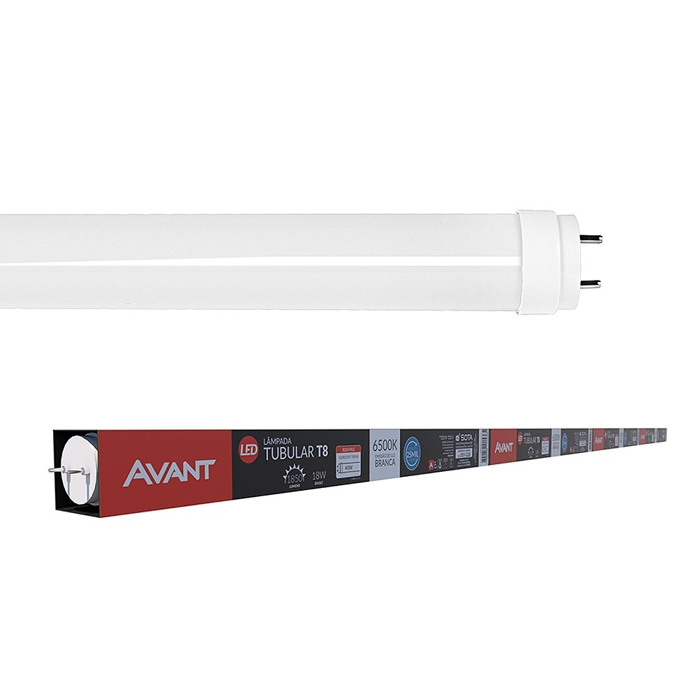 Lâmpada Led Tubular Avant T8 G13 18W  1,2M 6,5K 1,2M 1850 Lumens
