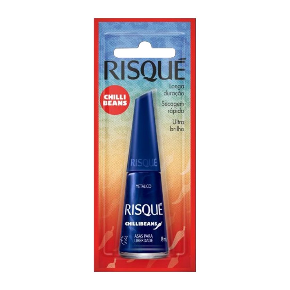 Esmalte Risqué e Chilli Beans Metálico Asas Para a Liberdade Azul Blister 8ml