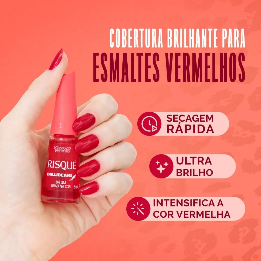 Esmalte Risqué Intensificador Dá Um Grau na Cor Chilli Beans Blister 8ml
