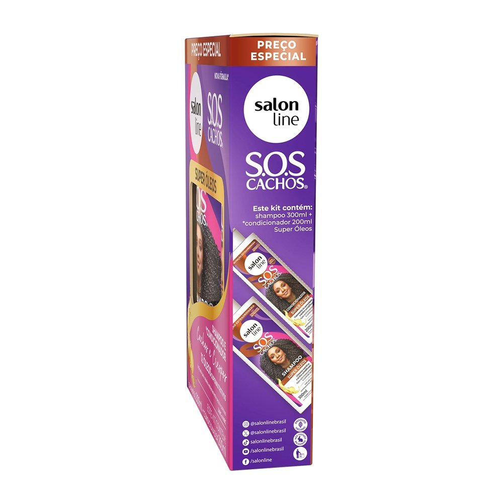 Kit Shampoo 300ml + Condicionador Salon Line Sos Super Óleos 200ml