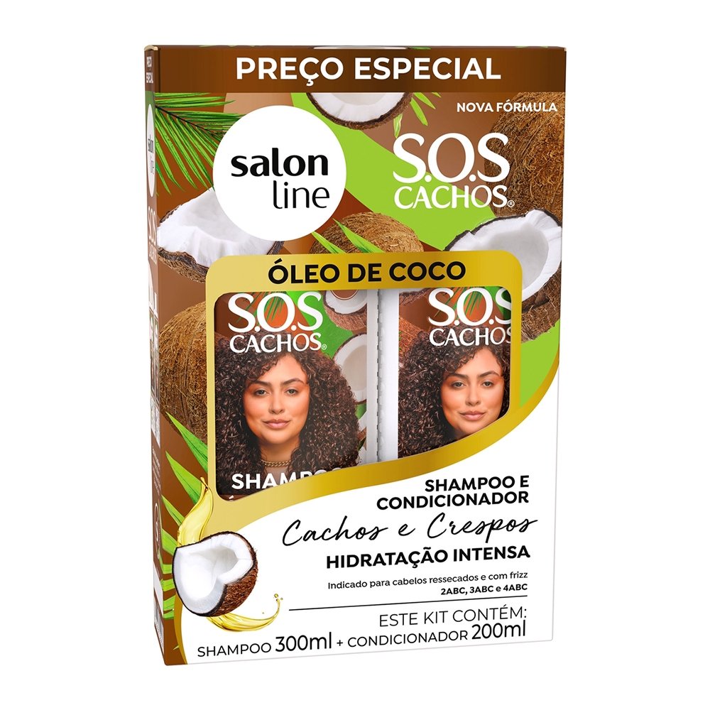 Kit Shampoo 300ml + Condicionador Salon Line Sos Óleo de Coco 200ml