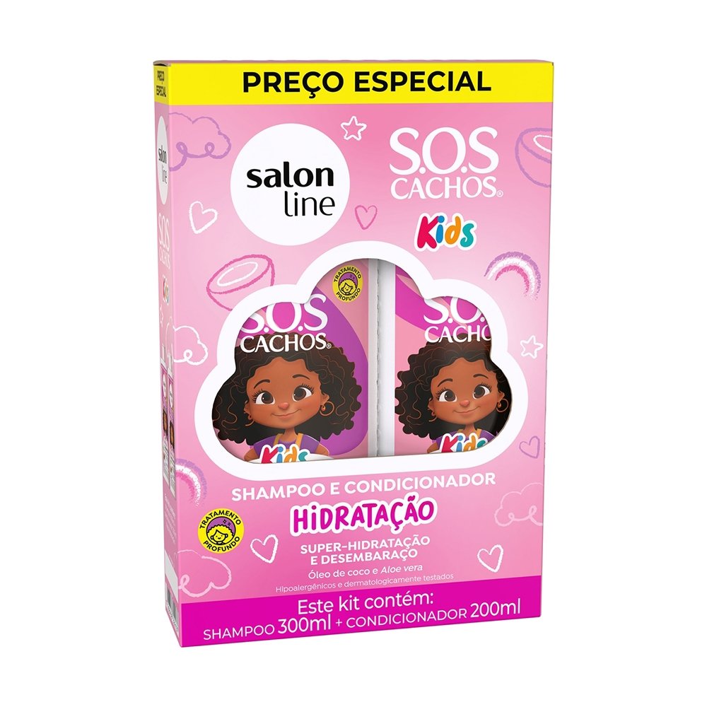 Shampoo 300ml + Condicionador Salon Line Sos Cachos Kids Hidratacao 200ml