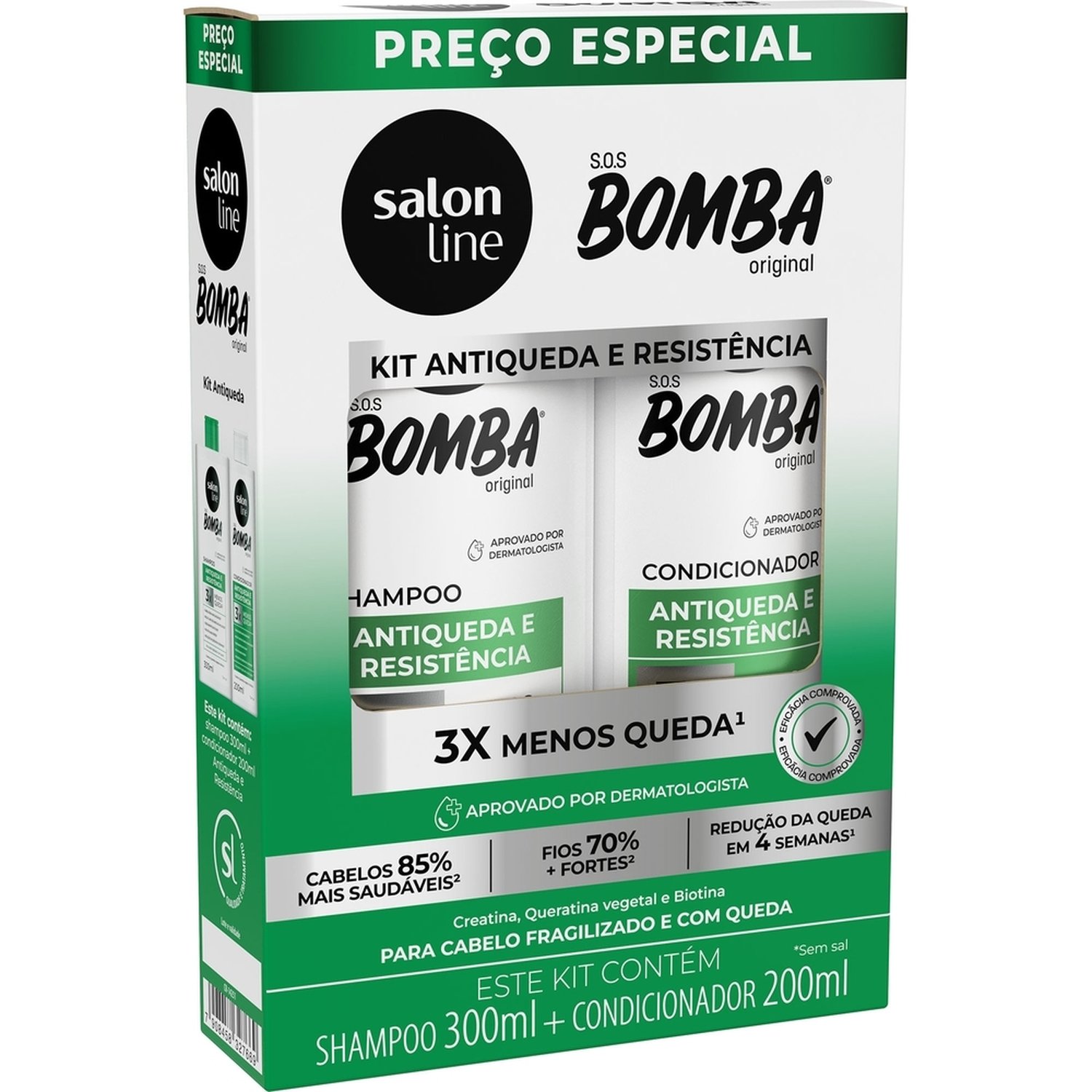 Kit Shampoo 300ml + Condicionador Salon Line Bomba Antiqueda e Resistência 200ml