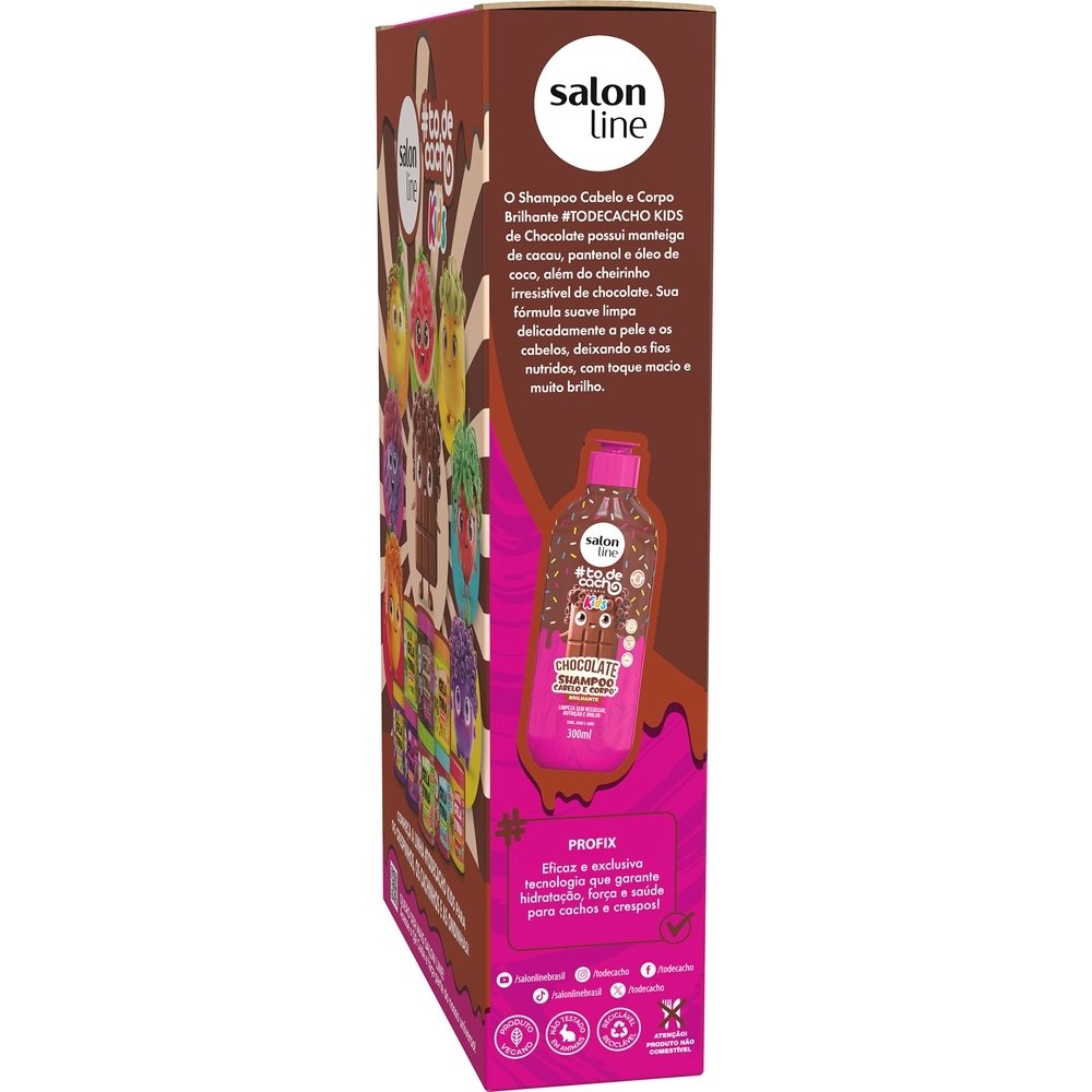 SHAMPOO 300ML+ CONDICIONADOR SALON LINE KIDS TO DE CACHOS CHOCOLATE 200ML