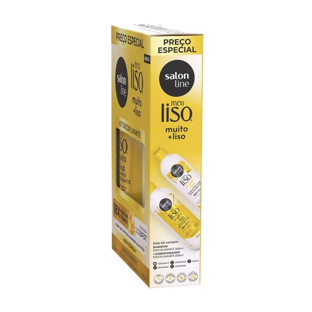 Kit Shampoo 300ml + Condicionador Salon Line - Meu Liso Muito + Liso, 200ml