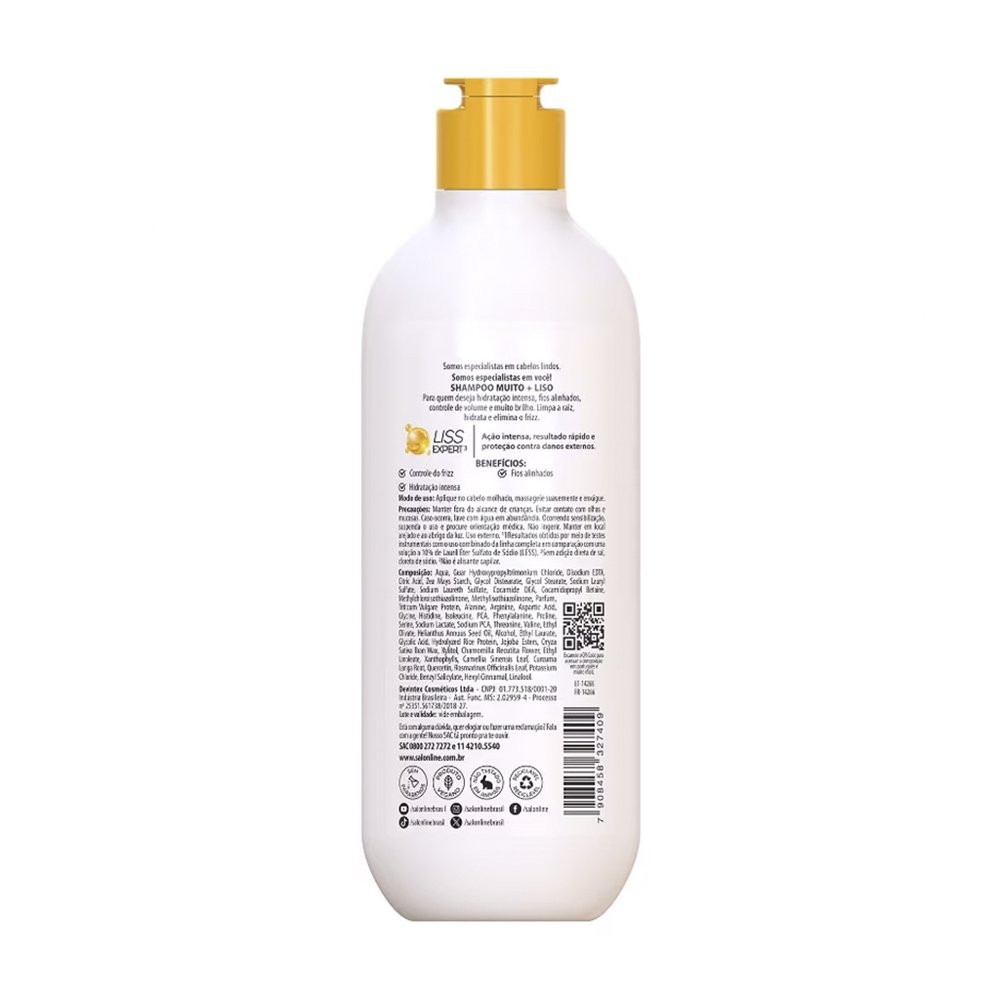 Kit Shampoo 300ml + Condicionador Salon Line - Meu Liso Muito + Liso, 200ml
