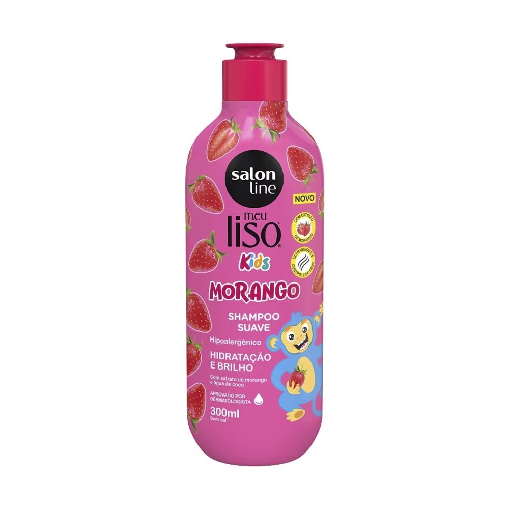 SHAMPOO 300ML + CONDICIONADOR SALON LINE KIDS MEU LISO MORANGO 200ML