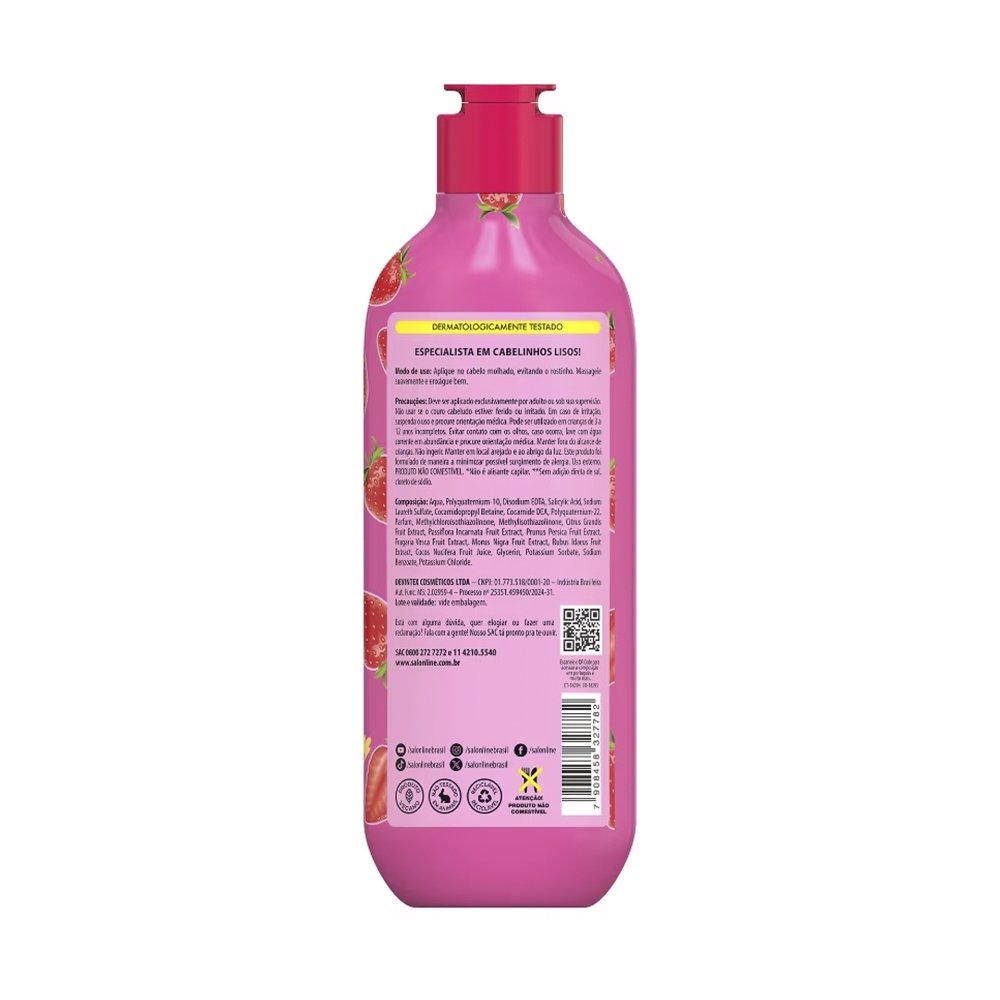 SHAMPOO 300ML + CONDICIONADOR SALON LINE KIDS MEU LISO MORANGO 200ML