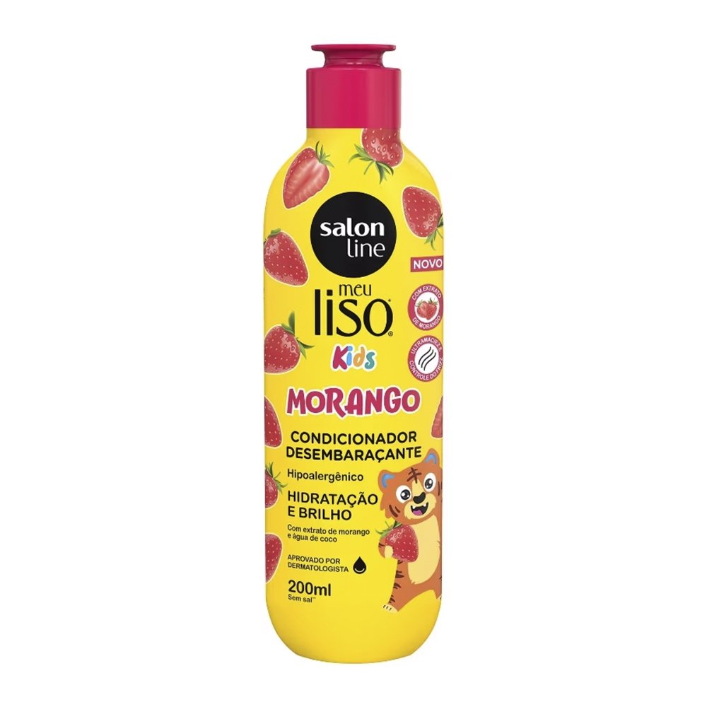 SHAMPOO 300ML + CONDICIONADOR SALON LINE KIDS MEU LISO MORANGO 200ML