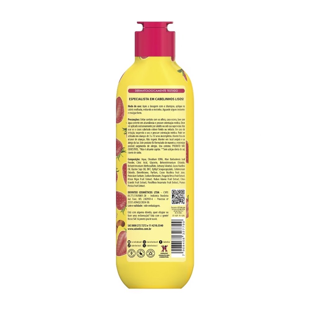 SHAMPOO 300ML + CONDICIONADOR SALON LINE KIDS MEU LISO MORANGO 200ML