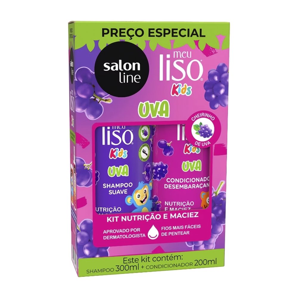 Shampoo e Condicionador Salon Line Kids Meu Liso Uva 200ml