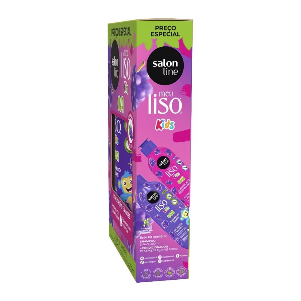 Shampoo e Condicionador Salon Line Kids Meu Liso Uva 200ml
