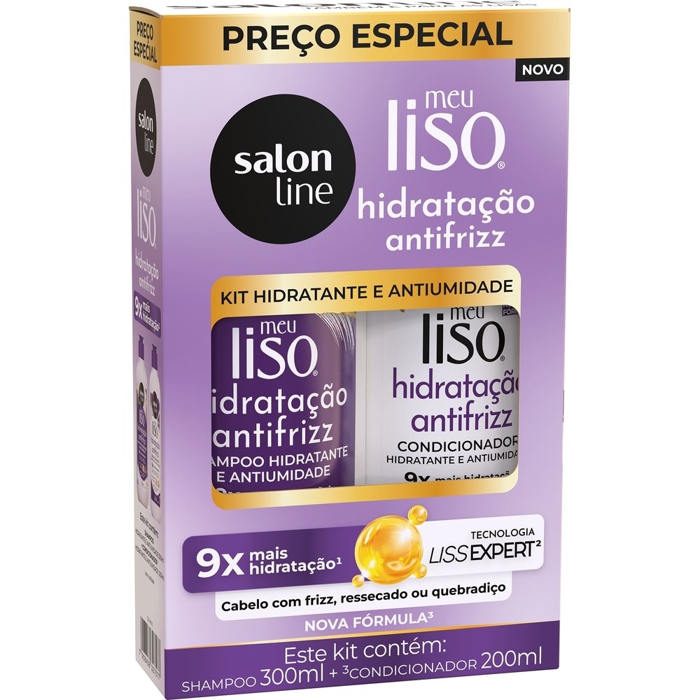 SHAMPOO 300ML + CONDICIONADOR SALON LINE MEU LISO HIDRATACAO ANTIFRIZZ 200ML