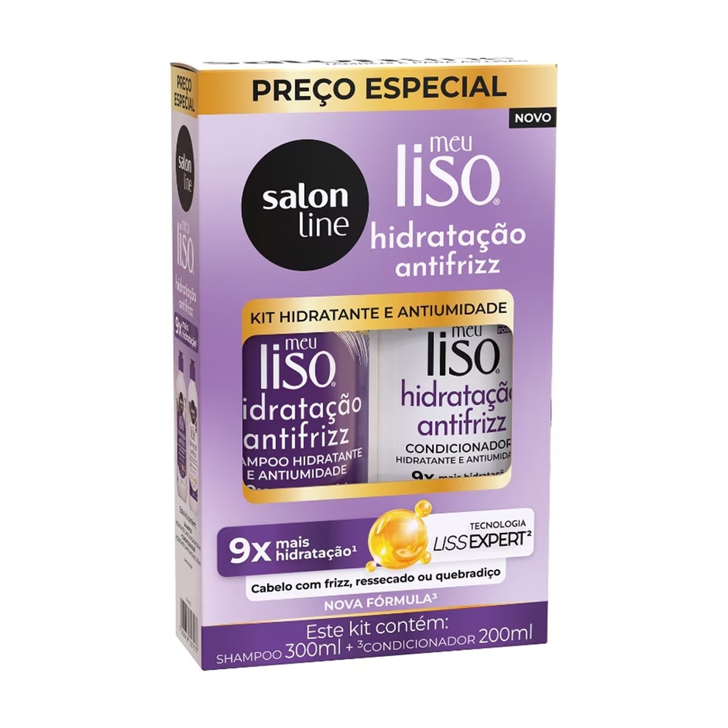 Shampoo 300ml + Condicionador 200ml Salon Line Meu Liso Hidratação e Antifrizz