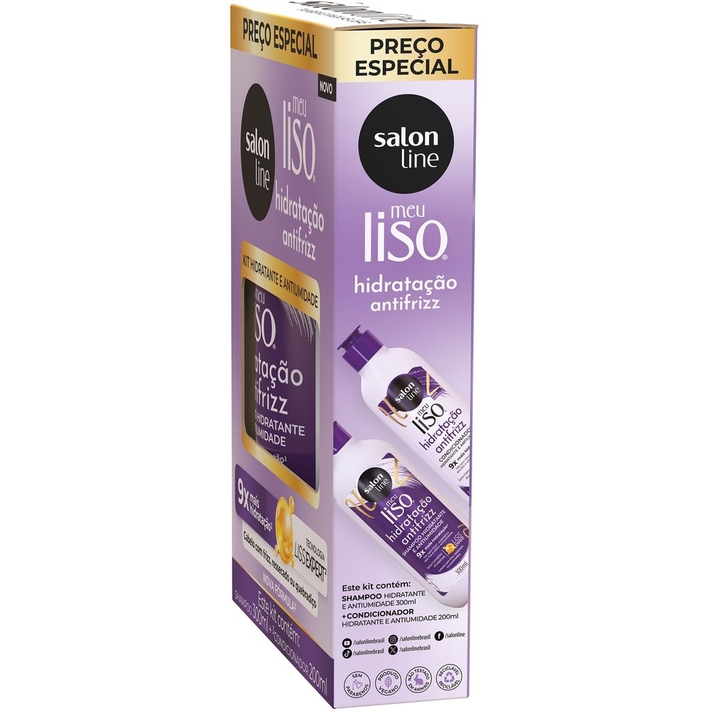 SHAMPOO 300ML + CONDICIONADOR SALON LINE MEU LISO HIDRATACAO ANTIFRIZZ 200ML