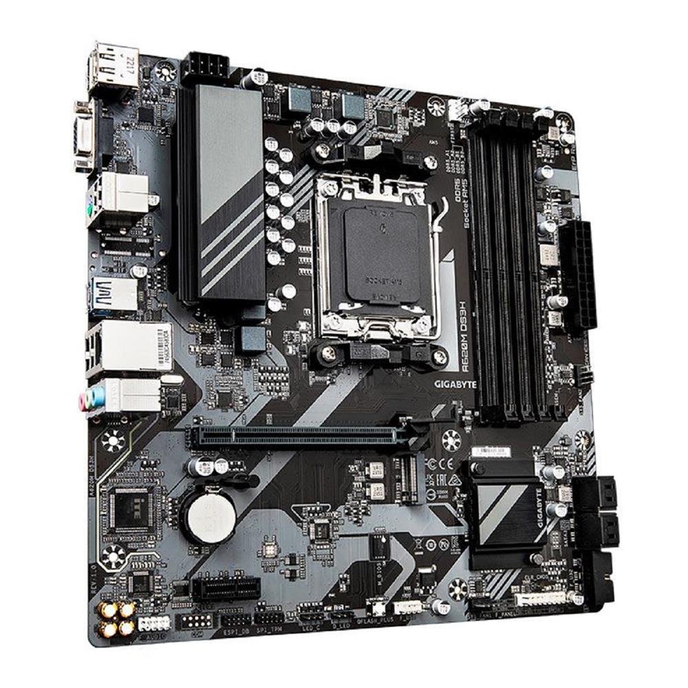 Placa Mãe Gigabyte A620M DS3H, Chipset A620, AMD AM5, mATX, DDR5