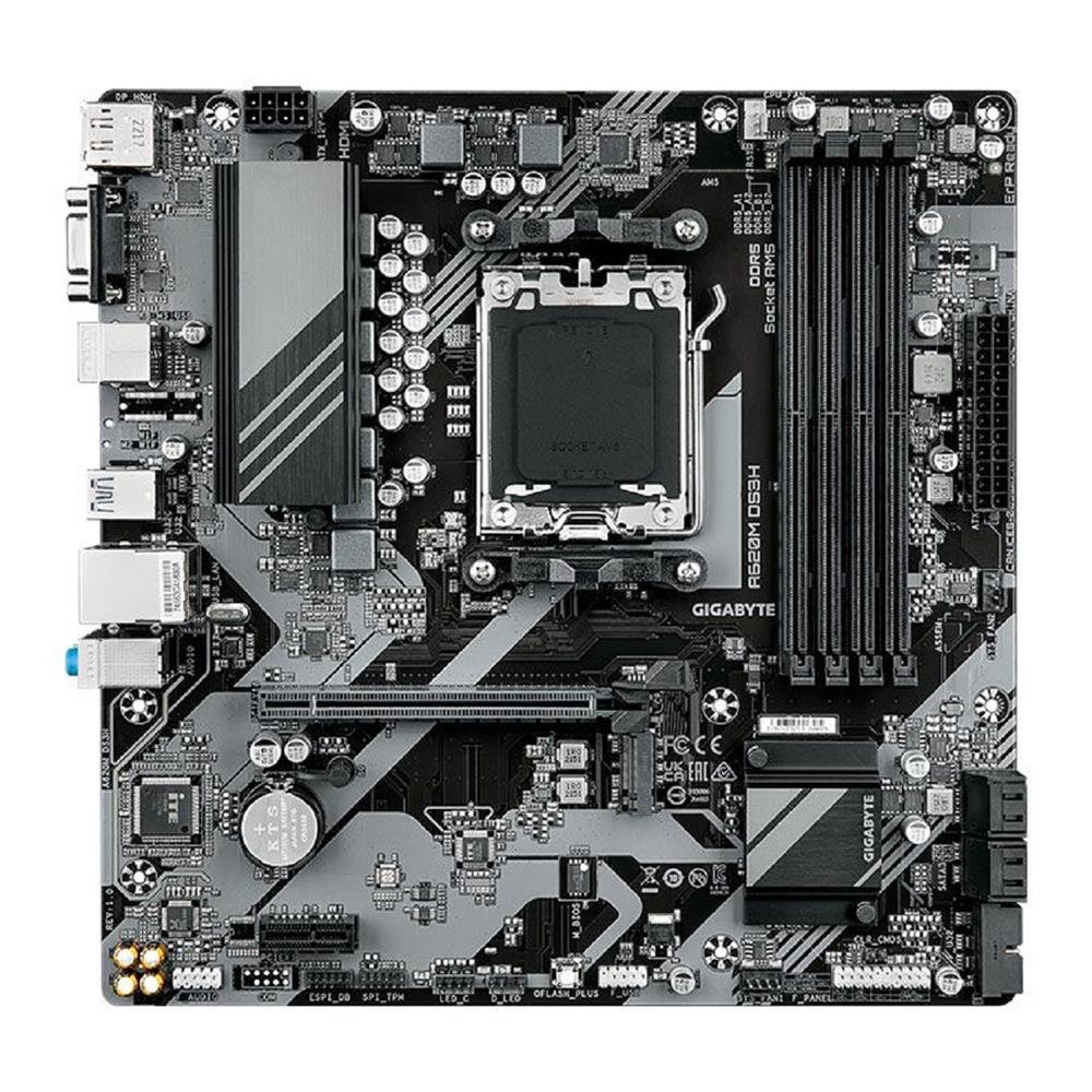 Placa Mãe Gigabyte A620M DS3H, Chipset A620, AMD AM5, mATX, DDR5
