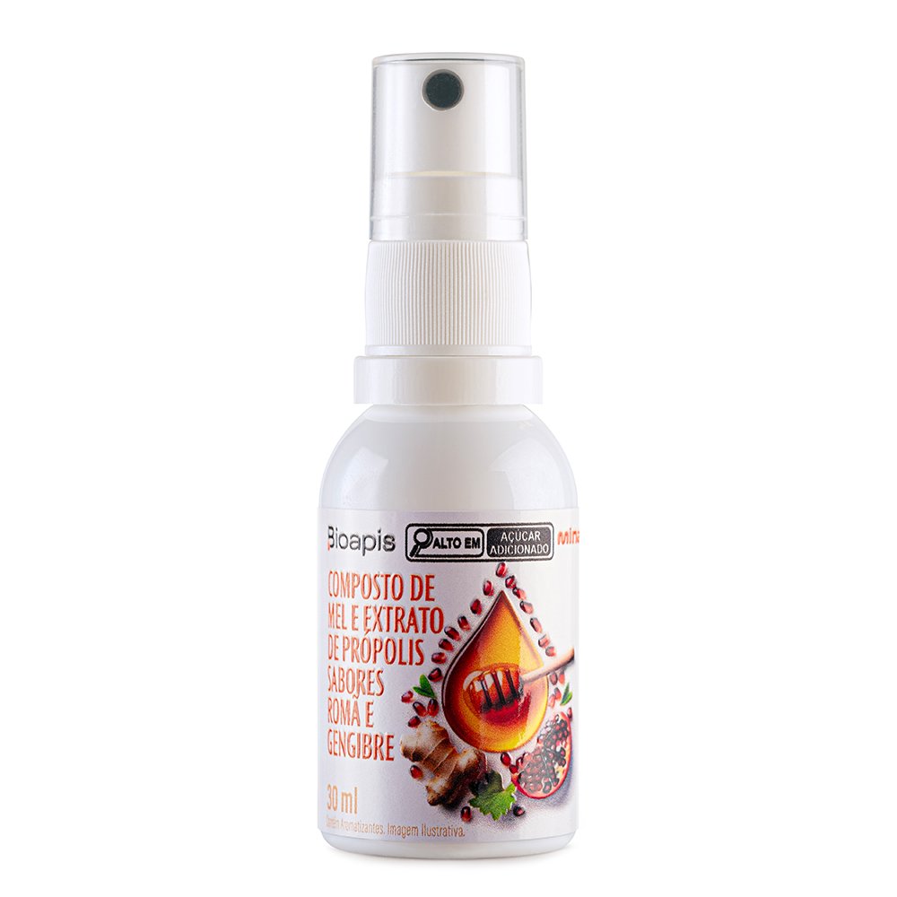 Spray - Composto De Mel E Extrato De Própolis Sabores Romã E Gengibre Frasco Pet 30Ml - Minamel